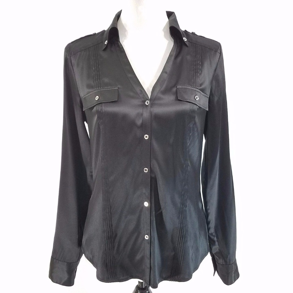 Black Silk Utility Blouse